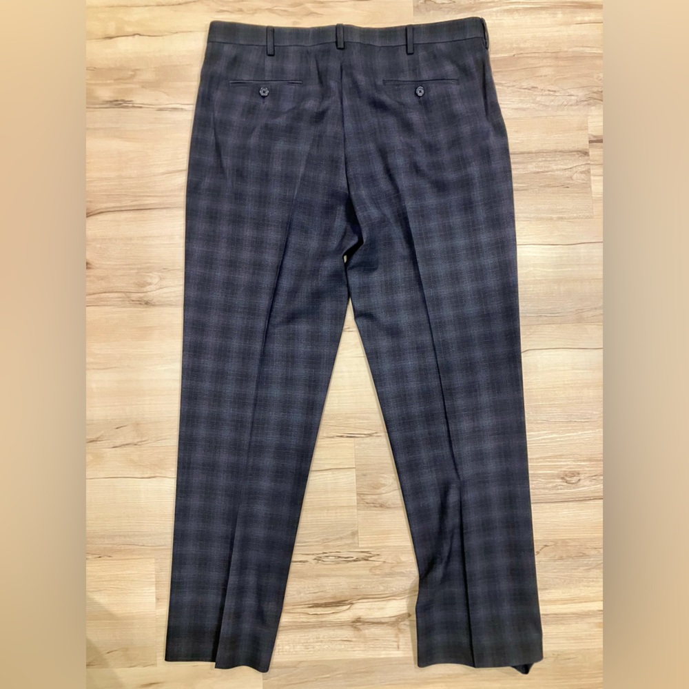 Murano Zac Fit Men’s Dress Pants  - Charcoal & Blue Plaid